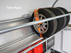 Ifor Williams Transporta Enclosed Car Transporter tyre rack