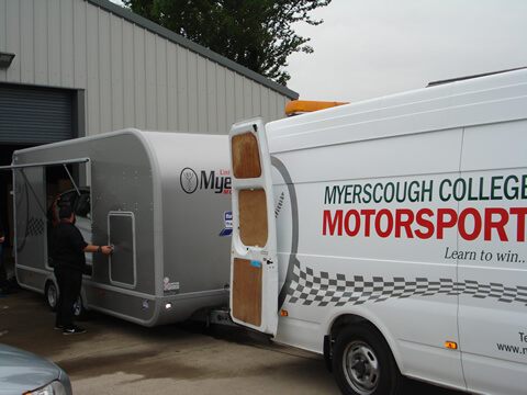Myerscough college new Ifor Williams Transporta Enclosed Car Trailer setting off for a rally in Ypres, Belgium Myerscough college new Ifor Williams Transporta Enclosed Car Trailer setting off for a rally in Ypres, Belgium
