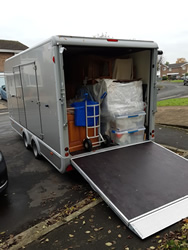 Rear of the Transporta with opening ramp Rear of the Transporta with opening ramp